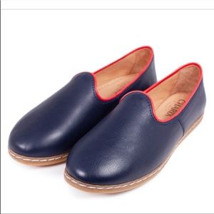 Charix navy memory foam leather loafer flats